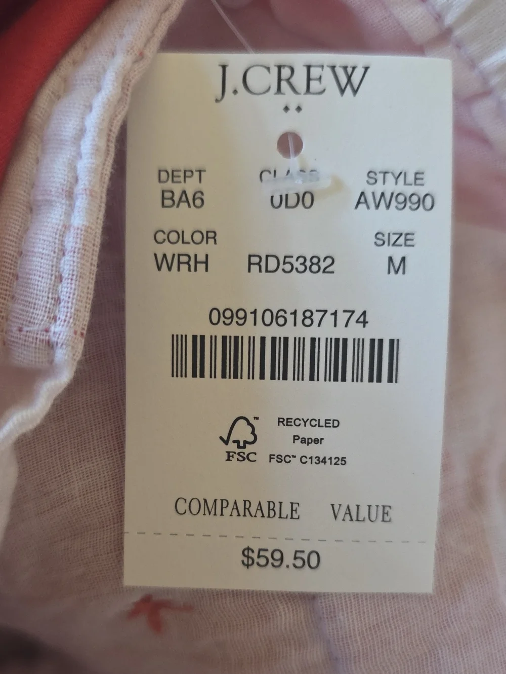 J. Crew New Mens Shorts Light Red 5.5
